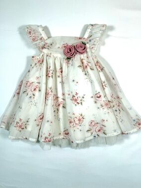 EDGEHILL COLLECTION Girls Floral Tulle Party Dress 3M Cottagecore Formal Wedding